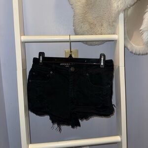 American Eagle Outfitters Black Distressed Denim Cutoff Shorts